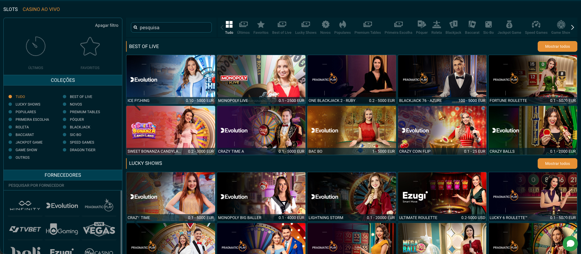 Casino ao Vivo Coldbet